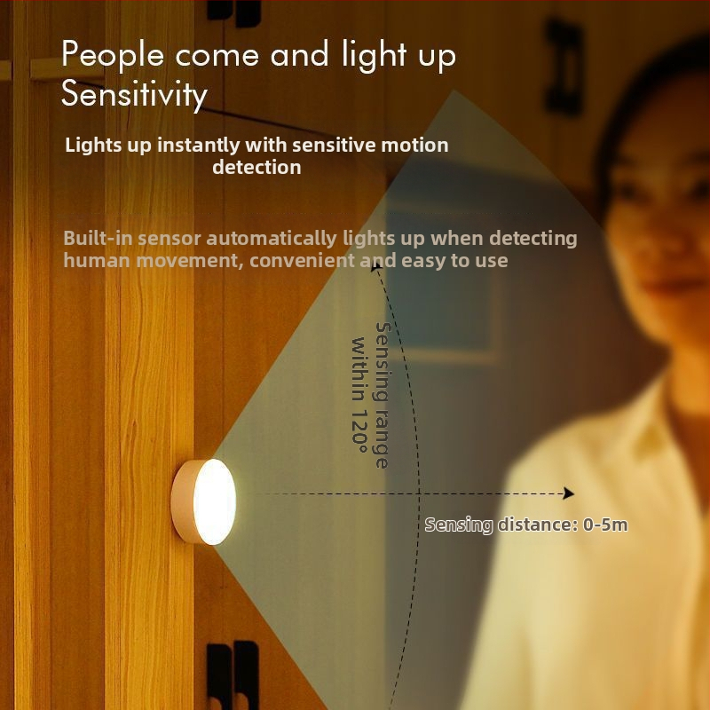 LED nočná lampička s pohybovým senzorom pre skrinku a nočný stolík, USB nabíjanie, svetlom riadená spálňová lampa