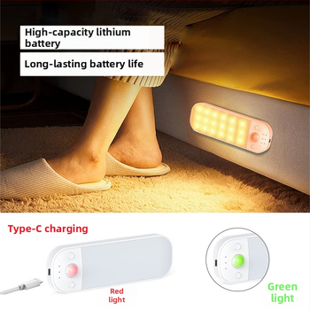 3 farebné LED pohybové senzorové stenové svetlo, USB nabíjanie, ultra tenké magnetické nočné svetlo do skrinky