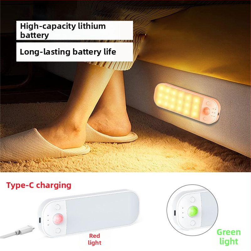 3 farebné LED pohybové senzorové stenové svetlo, USB nabíjanie, ultra tenké magnetické nočné svetlo do skrinky