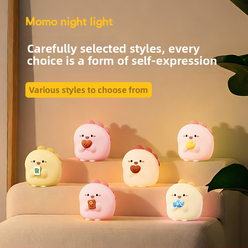 Momo silikónová nočná lampa, nabíjateľná, kreslený dizajn, pre detskú izbu, nočné svetlo, darček k narodeninám
