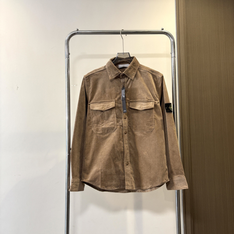 Ανδρικό πουκάμισο από Corduroy με Stone υφή, χαλαρή γραμμή, Turn-Down γιακά, στυλ workwear, μακρυμάνικο, vintage casual top, μοντέρνο
