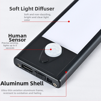 Ultra tenká LED lampička s pohybovým senzorom pre skrine, šatníky, chodby a vínový kabinet – magnetické uchytenie, USB napájanie