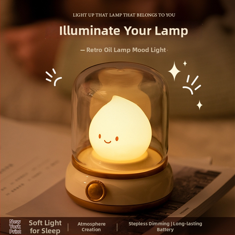 Nočná svetlá inšpirovaná kerosínovou lampou pre spálňu, ambientná stolná lampa