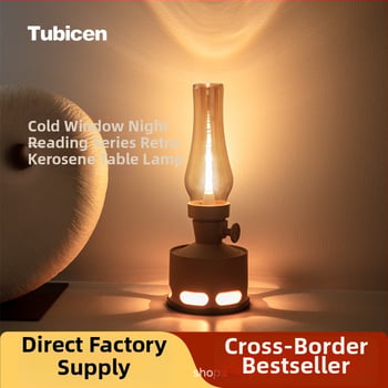 Tubicen Nočná stolná lampa do spálne s retro atmosférou, moderný luxus, nabíjateľná lampička
