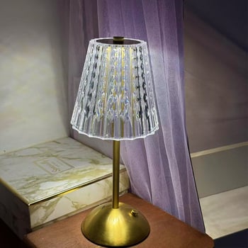 LED dekoratívna nočná lampa s dotykovým ovládaním, tri farby bez stmievania, nabíjateľná krištáľová stolová lampa
