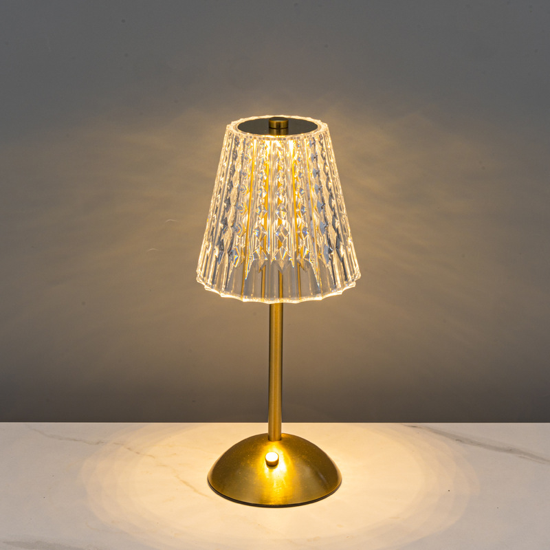 LED dekoratívna nočná lampa s dotykovým ovládaním, tri farby bez stmievania, nabíjateľná krištáľová stolová lampa