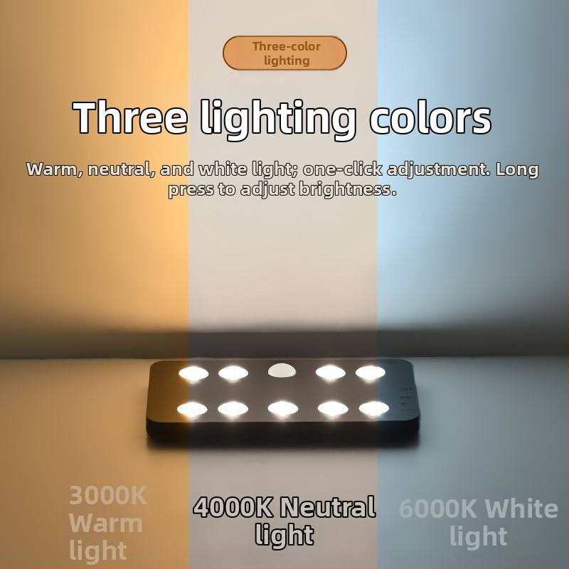 Lampa do skrine s detekciou tela, tri teploty farieb, dvojité rozpoznávanie deň/noc, dobíjateľná LED USB nočná lampička