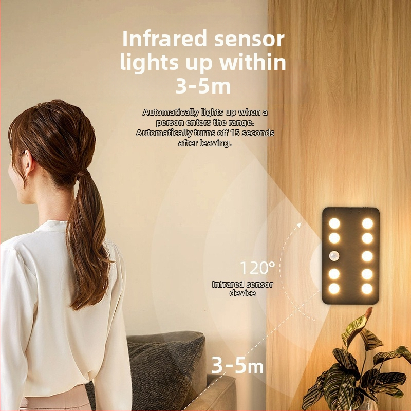 Lampa do skrine s detekciou tela, tri teploty farieb, dvojité rozpoznávanie deň/noc, dobíjateľná LED USB nočná lampička