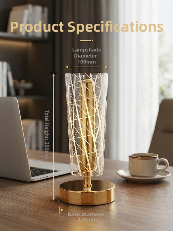 Nočná stolná lampa s akrylovým dekoratívnym ambientným svetlom, nordický štýl, elegantný dojem vysokej kvality, napájanie batériou s možnosťou pripojenia k sieti, nočné svetlo do spálne