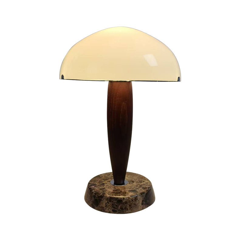 Dánska retro stolná lampa s mramorom, dizajnérska luxusná ozdoba do obývačky a spálne, masívne drevo, dekoratívna lampička na ochranu očí