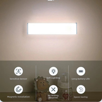 LED senzorová nočná lampička pre internát, pri posteli, pohybom aktivovaná pre chodbu a kúpeľňu, s batériovým napájaním