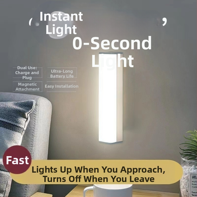 LED senzorová nočná lampička pre internát, pri posteli, pohybom aktivovaná pre chodbu a kúpeľňu, s batériovým napájaním
