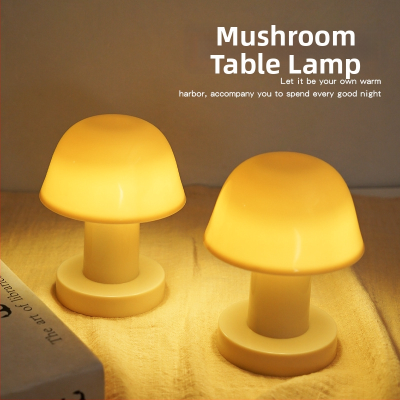 Nočná lampička v tvare huby pre spálňu a internát, malá stolová lampa, teplé ambientné osvetlenie, dekorácia na stole