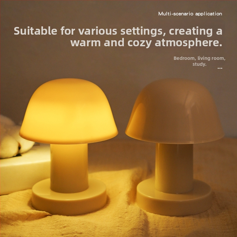 Nočná lampička v tvare huby pre spálňu a internát, malá stolová lampa, teplé ambientné osvetlenie, dekorácia na stole