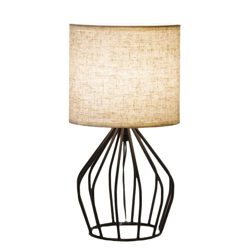Stolná lampa s textilným tienidlom, americký štýl, útulná atmosféra pre obývaciu izbu, retro spálňu a hosťovskú izbu – nočné svetlo