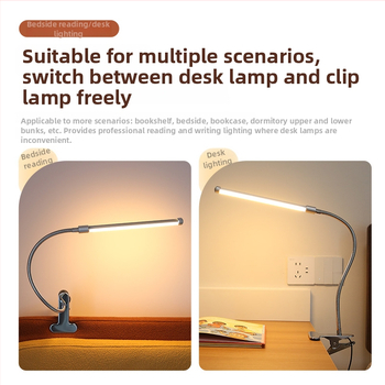 Klipová stolová LED lampa s plným spektrom, USB napájanie, 5W, hliník, moderný minimalistický dizajn, čítacia a nočná lampa pre internát
