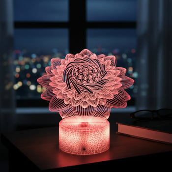 3D LED λαμπτήρας με αφή σε σχήμα λωτού – δημιουργική επιτραπέζια νυχτερινή λυχνία