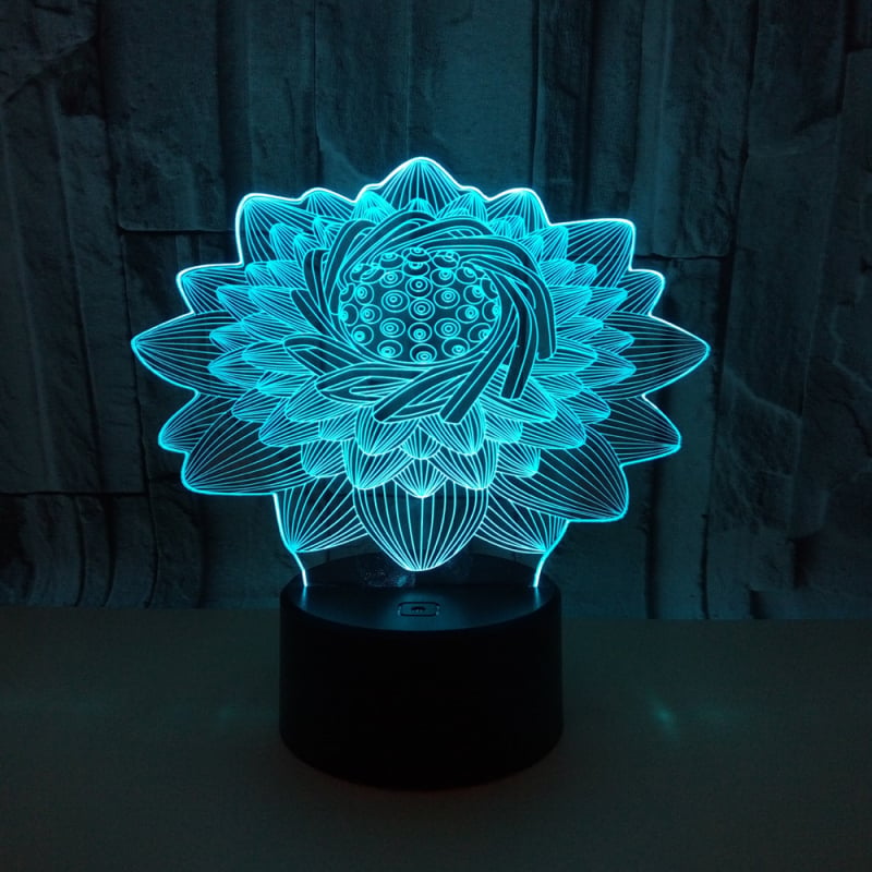 3D LED λαμπτήρας με αφή σε σχήμα λωτού – δημιουργική επιτραπέζια νυχτερινή λυχνία