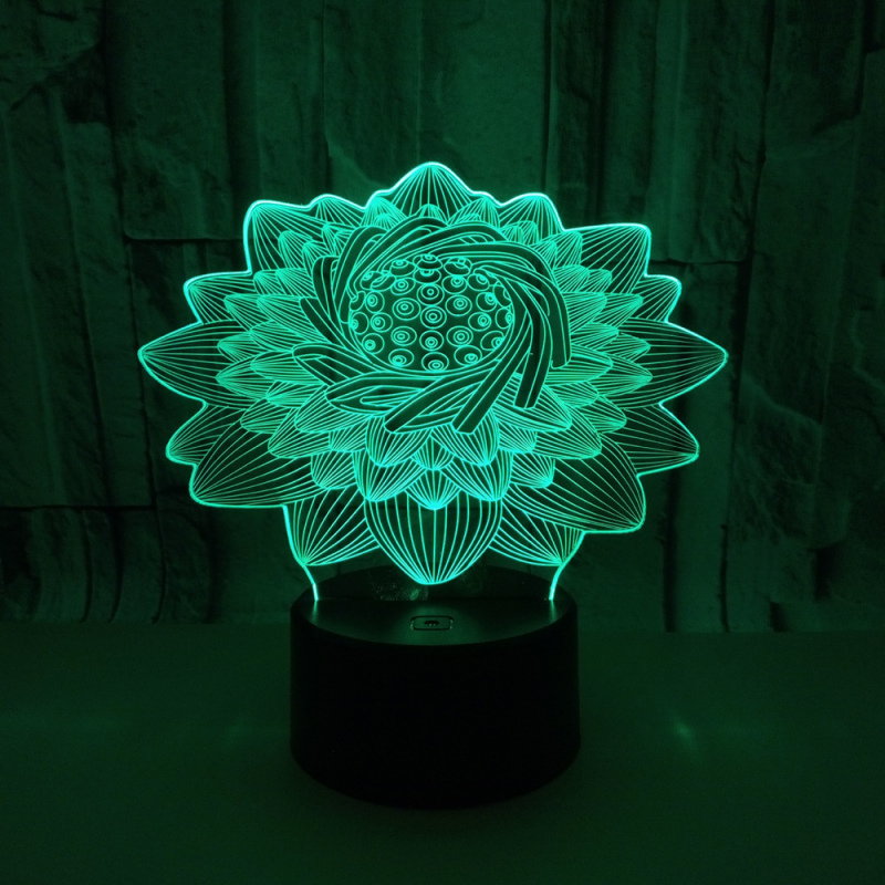 3D LED λαμπτήρας με αφή σε σχήμα λωτού – δημιουργική επιτραπέζια νυχτερινή λυχνία