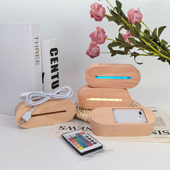 LED νυχτερινό φως με βάση από Beech Wood, Πολύχρωμο Ακρυλικό και Κρυστάλλινη Σφαίρα – DIY
