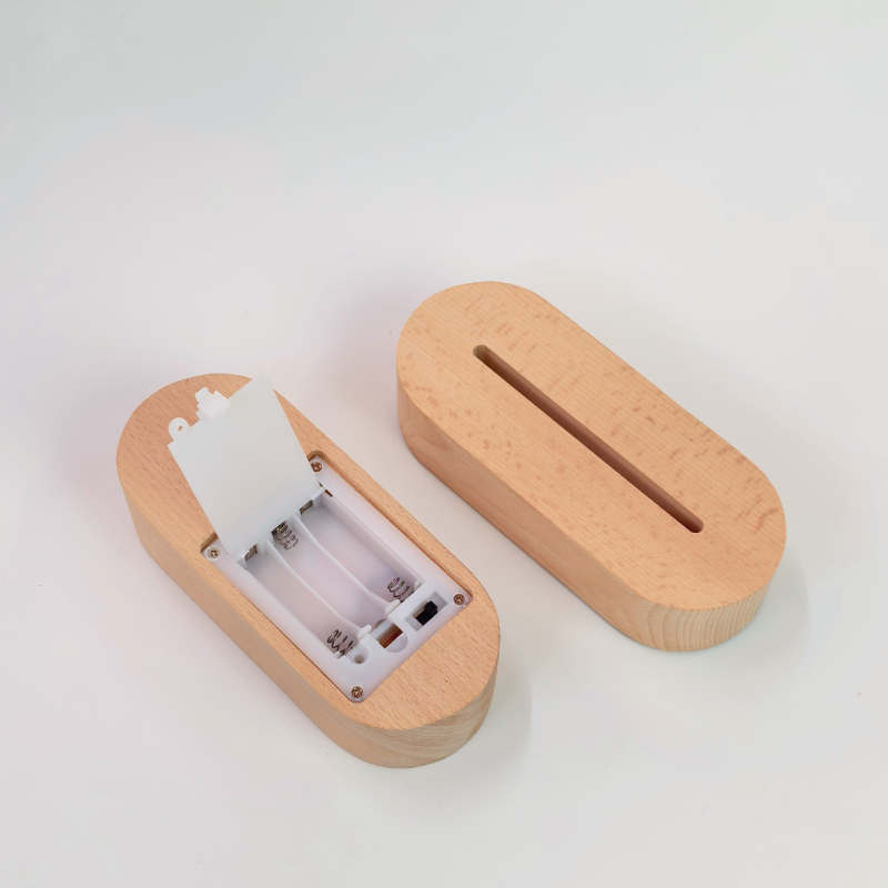 LED νυχτερινό φως με βάση από Beech Wood, Πολύχρωμο Ακρυλικό και Κρυστάλλινη Σφαίρα – DIY