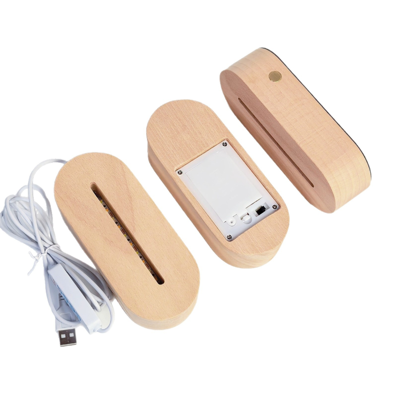 LED νυχτερινό φως με βάση από Beech Wood, Πολύχρωμο Ακρυλικό και Κρυστάλλινη Σφαίρα – DIY
