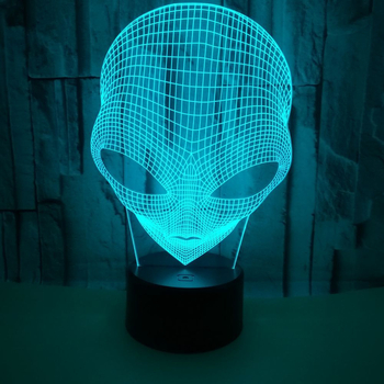 Νυχτερινό φωτιστικό σε σχήμα εξωγήινου, 7 χρωμάτων, 3D αφής, USB τροφοδοσία, επιτραπέζιο φωτιστικό γραφείου