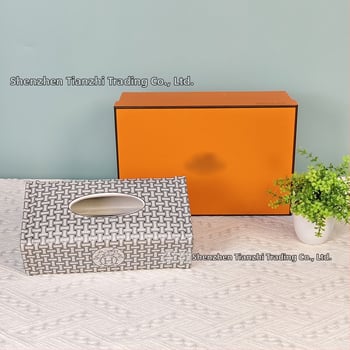 H značka sivý box na vreckovky z kostného porcelánu, retro dekor do obývačky, vodotesný