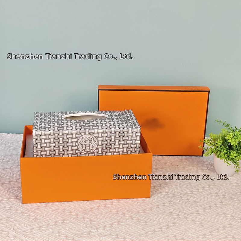 H značka sivý box na vreckovky z kostného porcelánu, retro dekor do obývačky, vodotesný