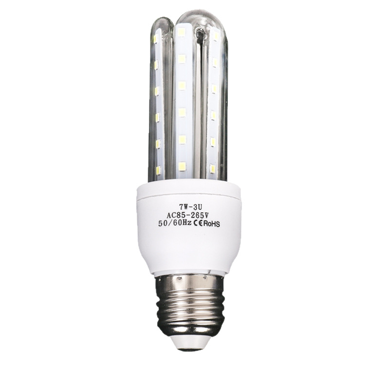 LED U-formájú kukorica lámpa otthoni használatra, E27 foglalat, spirál alak, meleg és hideg fehér fény, energiatakarékos világítás