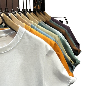 Ανδρικό κοντομάνικο T shirt, ice silk, casual μονόχρωμο, στρογγυλή λαιμόκοψη, ιαπωνικό στυλ, Άνοιξη-Καλοκαίρι 2025