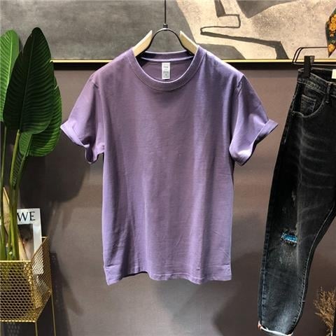 Ανδρικό κοντομάνικο T shirt, ice silk, casual μονόχρωμο, στρογγυλή λαιμόκοψη, ιαπωνικό στυλ, Άνοιξη-Καλοκαίρι 2025