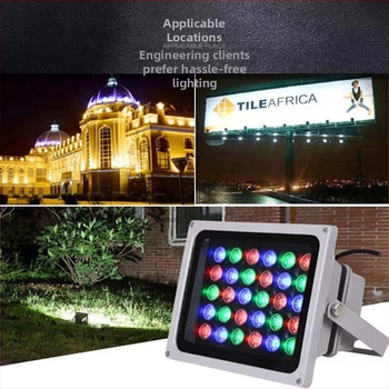 Vonkajší LED reflektor IP65 s hliníkovým krytom, 30° lúč, rozmery 20×18×5 cm, výkon 6–100 W, biela / teplá / viacfarebná svetelná verzia, životnosť 50 000 h