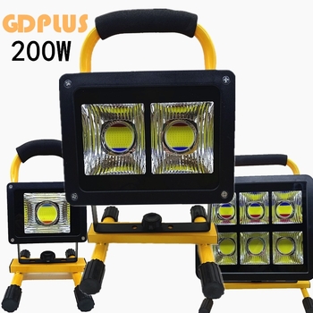 Φορητός προβολέας LED 200W με οθόνη στάθμης μπαταρίας, προβολέας αναζήτησης και σετ κόκκινο‑μπλε φλας προειδοποίησης