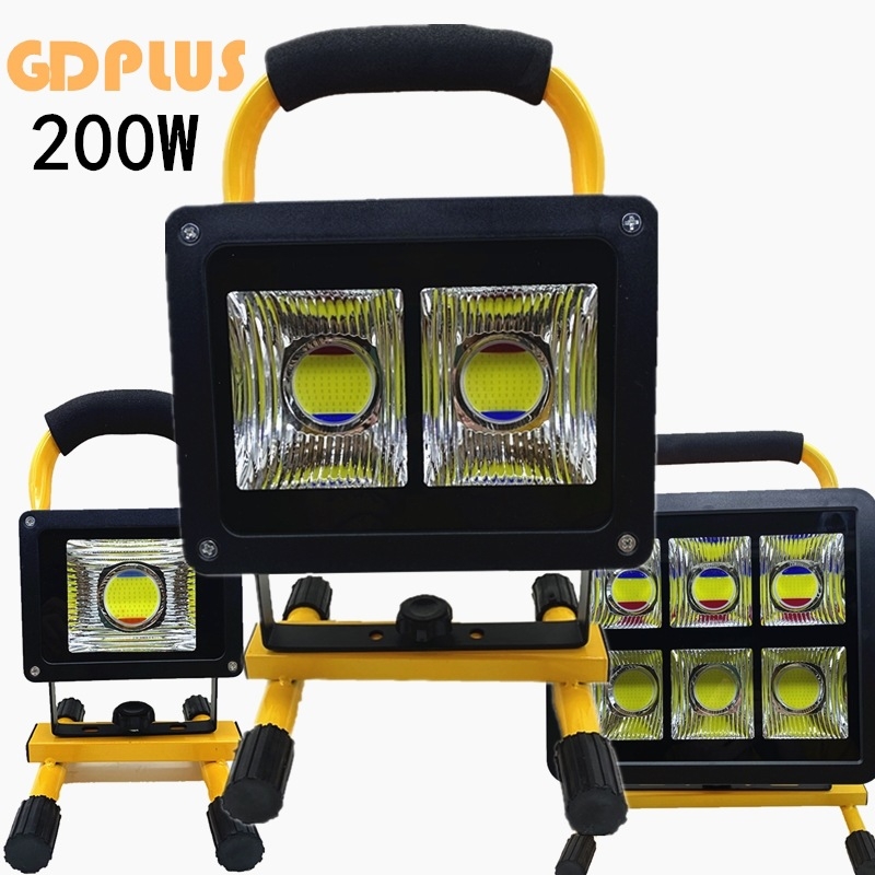 Φορητός προβολέας LED 200W με οθόνη στάθμης μπαταρίας, προβολέας αναζήτησης και σετ κόκκινο‑μπλε φλας προειδοποίησης