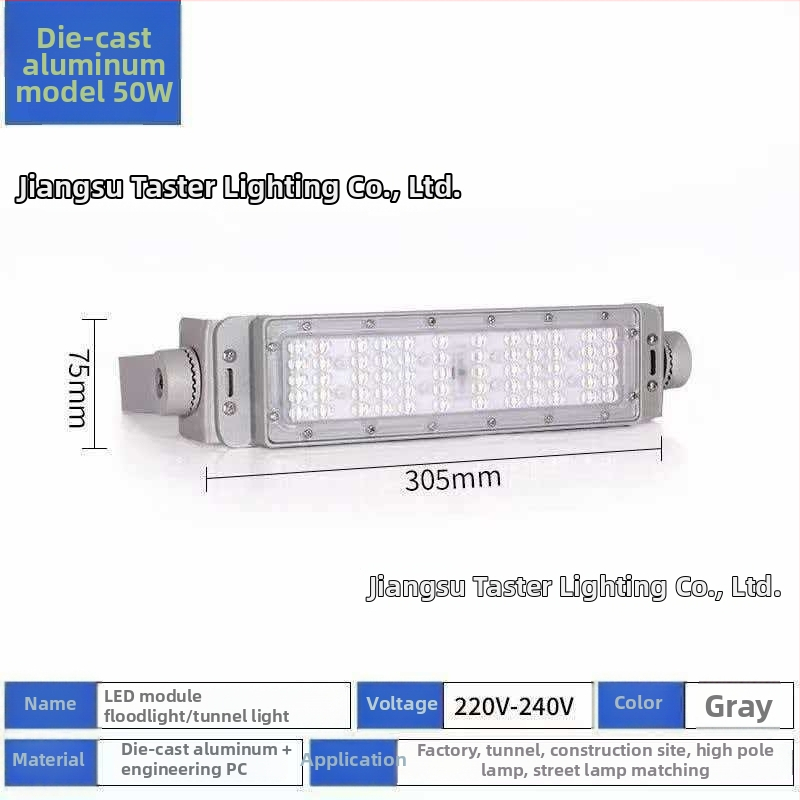 LED modulový svetlomet pre vonkajšie osvetlenie tunela a námestia, IP65, 200W, 5000 lm, 6000K, na vysoký stĺp