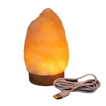 Himalájska nabíjateľná soľná lampa s dotykovým stmievaním, kryštálová soľná lampa s bambusovým držiakom