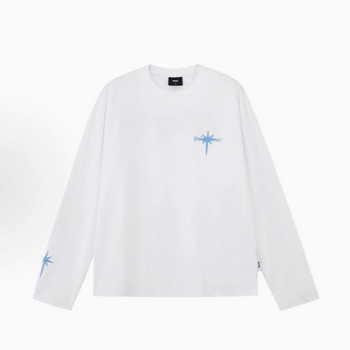 Ανδρικό ελαφρύ μακρυμάνικο T-shirt με όρθιο γιακά, χαλαρή γραμμή για άνοιξη και φθινόπωρο, κέντημα και γεωμετρικό μοτίβο