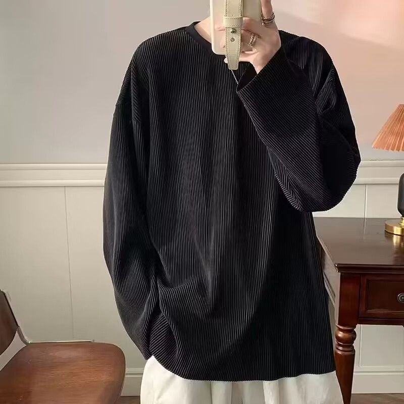 Αντρική μακριμάνικη T‑shirt από ice-silk, προστασία από τον ήλιο, θερινός σχεδιασμός, εξειδικευμένο στυλ μόδας, έμπνευση από κορεατικό στυλ, χαλαρή γραμμή