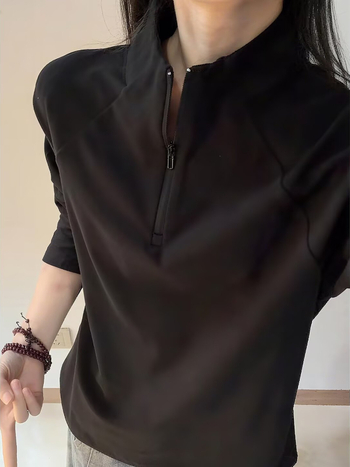 Ανδρικό θερμικό τοπ βάσης με μισό φερμουάρ, χειμερινό μονόχρωμο ζεστό φλίς εσωτερικό τοπ