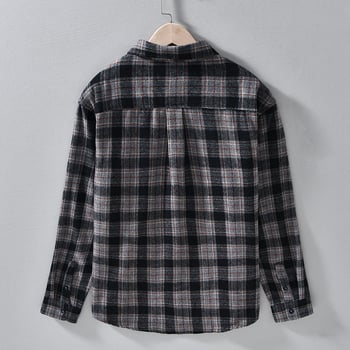 Őszi férfi hosszú ujjú kockás ing-jacke, laza szabású, mindennapi viselet, 3306