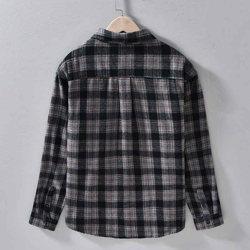 Őszi férfi hosszú ujjú kockás ing-jacke, laza szabású, mindennapi viselet, 3306