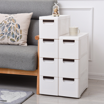Moderný minimalistický plastový zásuvkový viacposchodový úložný skriňa do kúpeľne, kuchyne, obývačky a spálne.