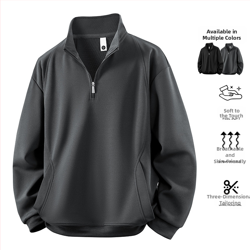 Pánska mikina s polovičným zipsom, dlhé rukávy, voľný strih, veľkosť 8XL