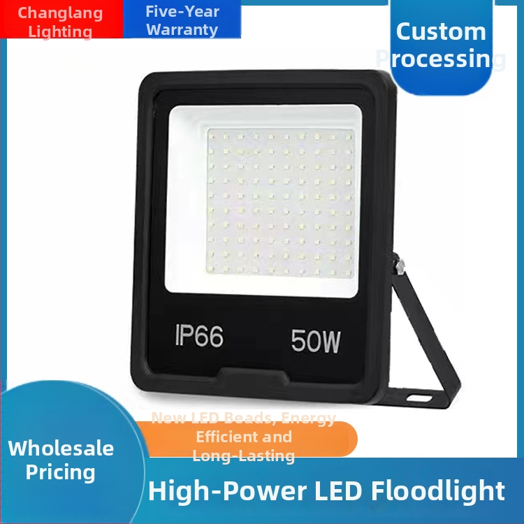 Chang Lang Lighting vonkajšie LED IP65 vodotesné ultra tenké flood svetlo, inžinierska trieda, 50-200W, 1200 lm, 144×2835 LED, 120° lúč, čierne hliníkové puzdro