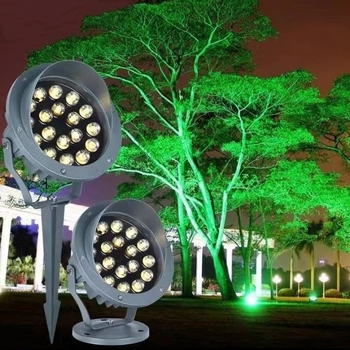 LED κυκλικό φως βάσης με πρίζα για κήπο – προβολέ τοίχου, φωτισμός δέντρων και γκαζόν, πολύχρωμο φως 6W/12W