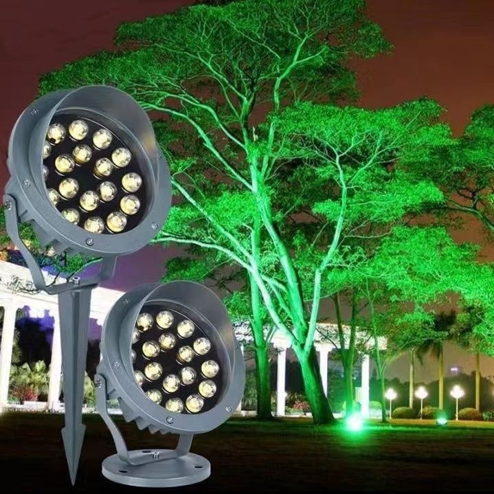 LED κυκλικό φως βάσης με πρίζα για κήπο – προβολέ τοίχου, φωτισμός δέντρων και γκαζόν, πολύχρωμο φως 6W/12W