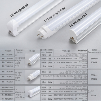 Nízkonapäťová LED trubica, univerzálny vstup AC/DC 12–36V, integrovaný hliníko-plastový T5/T8, dĺžka 1,2 m, 18 W, 72 LED diod