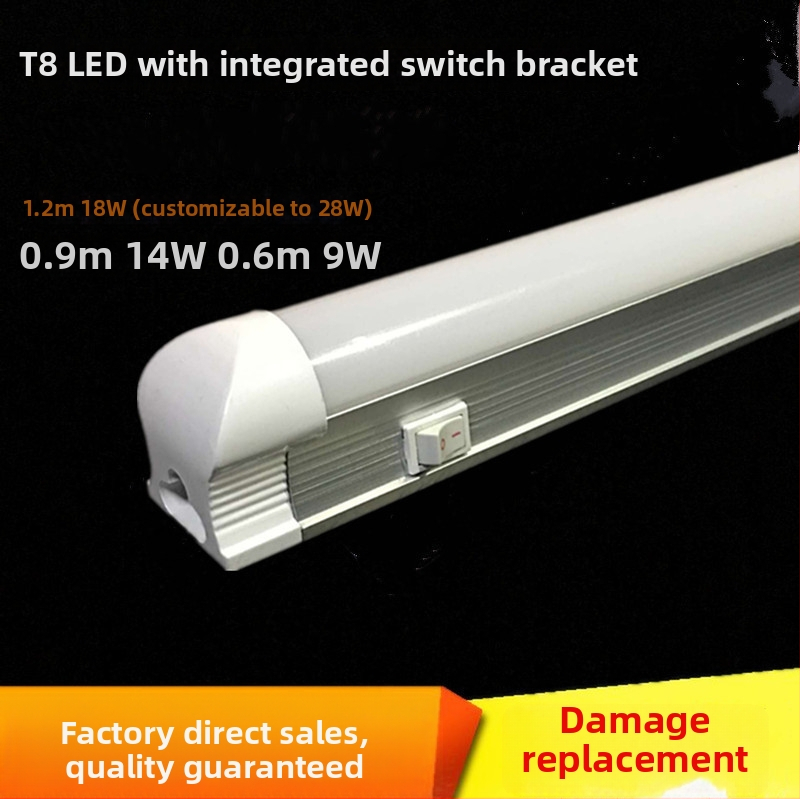 T8 LED integrovaná lampa so spínačom, držiak T8 s malým spínačom, určená pre fluorescenčné trubice