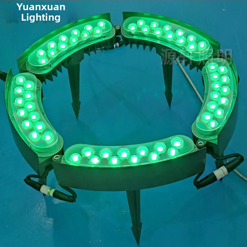 Vonkajšia solárna LED lampa na obopínanie stromu s prstenovým uchytením, 12W RGB floodlight pre dvor a záhradu
